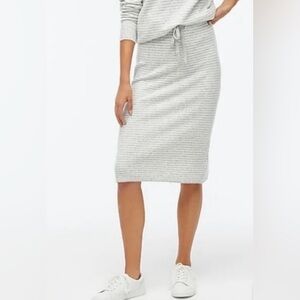 J. Crew Women’s Gray and White Striped Pencil Skirt Drawstring casual NWOT